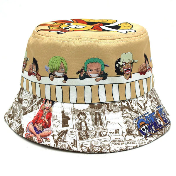 Anime One Piece Unisex Polyester Bucket Hat Women Autumn Sunscreen Panama Men Outdoor Travel Fishing Fisherman Hats
