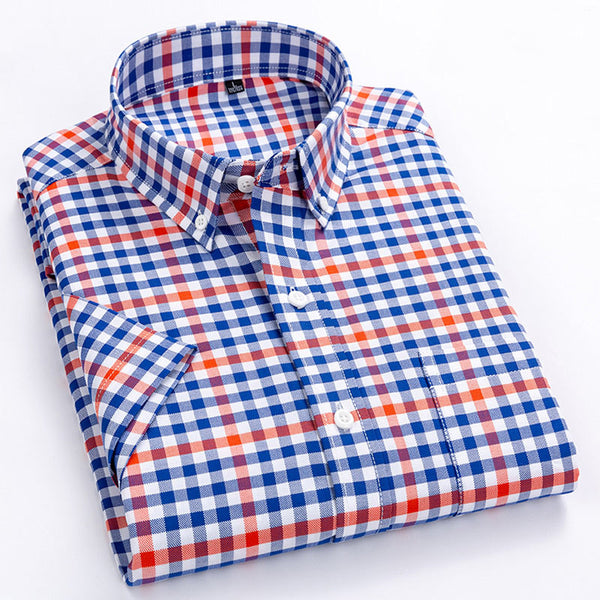 Casual Striped Shirt Social Plaid Short Sleeve
