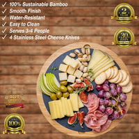 Round Bamboo Cheese Board With Knife Set