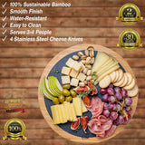 Round Bamboo Cheese Board With Knife Set