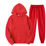 Autumn and winter new velvet pullover hooded two-piece trousers and leisure