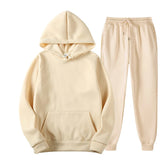Autumn and winter new velvet pullover hooded two-piece trousers and leisure