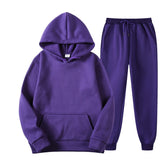 Autumn and winter new velvet pullover hooded two-piece trousers and leisure