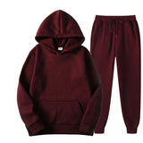 Autumn and winter new velvet pullover hooded two-piece trousers and leisure