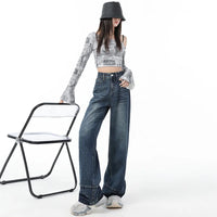 Casual High Waist Straight Wide Leg Jeans