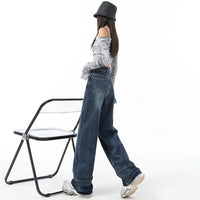 Casual High Waist Straight Wide Leg Jeans