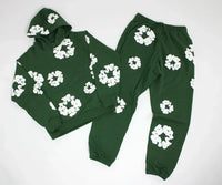 DENIM TEARS  fashionable cotton foam printed hoodie sports suit