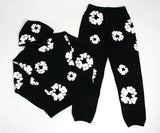 DENIM TEARS  fashionable cotton foam printed hoodie sports suit