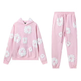 DENIM TEARS  fashionable cotton foam printed hoodie sports suit