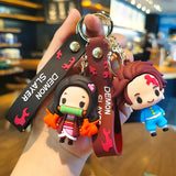 Demon Slayer Keychain Kimetsu No Yaiba Figure Kamado Tanjirou Key Chain Car Keyring Schoolbag Pendant Jewelry Accessories Gifts