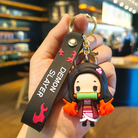 Demon Slayer Keychain Kimetsu No Yaiba Figure Kamado Tanjirou Key Chain Car Keyring Schoolbag Pendant Jewelry Accessories Gifts