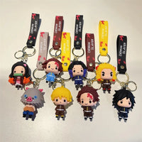 Demon Slayer Keychain Kimetsu No Yaiba Figure Kamado Tanjirou Key Chain Car Keyring Schoolbag Pendant Jewelry Accessories Gifts