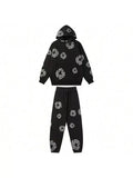 DENIM TEARS  fashionable cotton foam printed hoodie sports suit