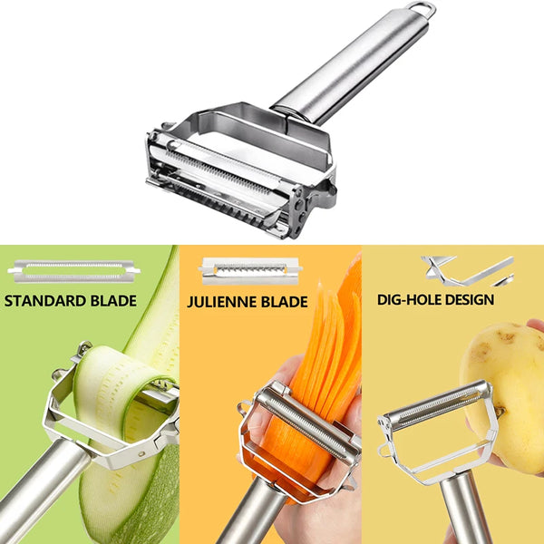 Kitchen Vegetable Peeler Stainless Steel Potato Peeler Slicer Korean Carrot Grater Shredder Multifunctional Fruit Veggie Tools