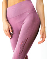 Mesh Seamless Legging With Ribbing Detail - Pink