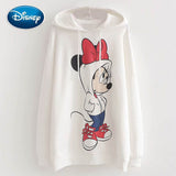 Disney Fashion Cute Minnie Mouse Bow Cartoon Print Hoodie Pullover