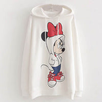 Disney Fashion Cute Minnie Mouse Bow Cartoon Print Hoodie Pullover