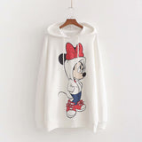 Disney Fashion Cute Minnie Mouse Bow Cartoon Print Hoodie Pullover