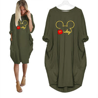 Cute Mickey Print Pocket Loose Dresses Vintage