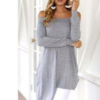 Asymmetrical Blouse O-neck Long Sleeve