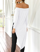 Asymmetrical Blouse O-neck Long Sleeve