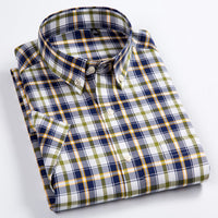 Casual Striped Shirt Social Plaid Short Sleeve