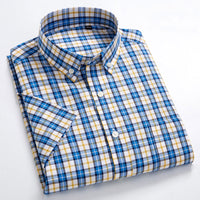 Short Sleeve Plaid Casual Slim Fit Shirts