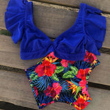 Floral Ruffled Hem Bikini Set