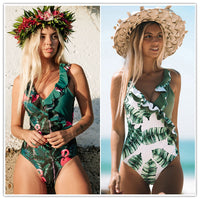 Sexy Deep-V One Piece Swimsuit Vintage