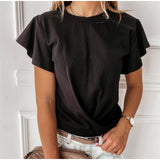 Butterfly Short Sleeve Sweet Ruffle Tops