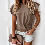 Butterfly Short Sleeve Sweet Ruffle Tops